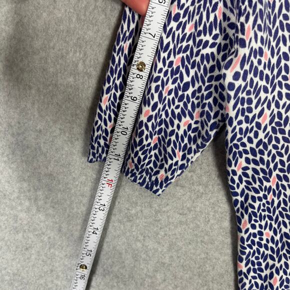 H&M Cardigan Sweater XS Blue Pink Leaf Print Cotton‎ Modal Soft Girl Coquette - Picture 7 of 10